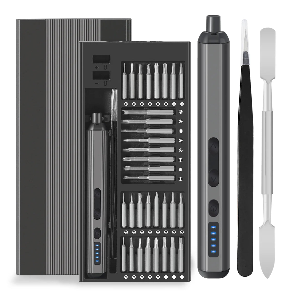 Precision Electric Screwdriver Set 68 in 1 Cordless 64 S2 Precision Drill Bits 5 Torque Settings LED Hand Repair Tool Kit