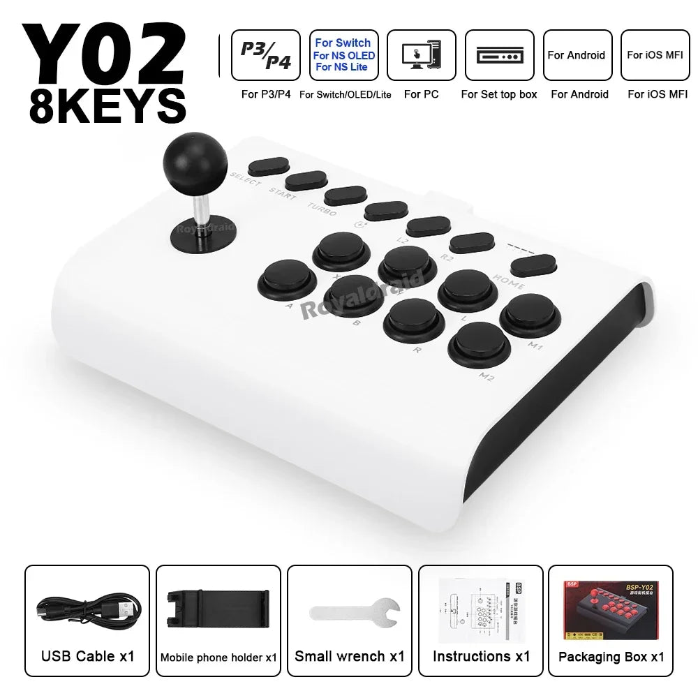Y02 Arcade Joystick Rocker For PS4/Xbox One/Switch OLED/Androd/iOS Wired Wireless Street Fighter Control w Macro/Turbo Function