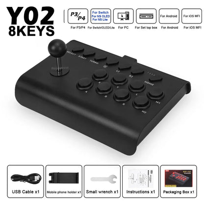 Y02 Arcade Joystick Rocker For PS4/Xbox One/Switch OLED/Androd/iOS Wired Wireless Street Fighter Control w Macro/Turbo Function